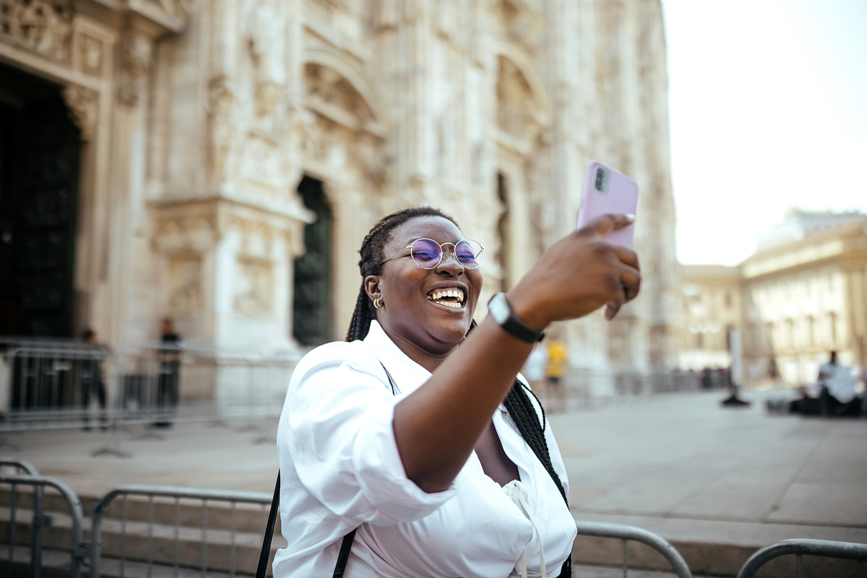 Black woman taking a selfie